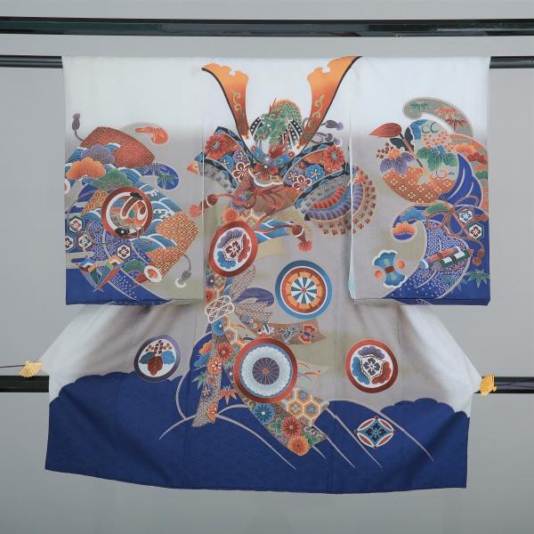 男児産着レンタル【白/龍と兜】お宮参り 初着 祝着 フルセット 着物 赤ちゃん 男の子 ベビー 記念...