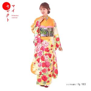 振袖レンタル 正絹 シンプル fg-355b フルセット一式 着物 人気 ネット