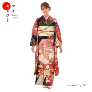 振袖レンタル 小さいサイズ 小柄 正絹 総絞り fg-255b フルセット一式
