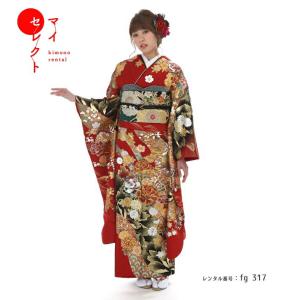 振袖レンタル 小さいサイズ 小柄 正絹 総絞り fg-333b フルセット一式
