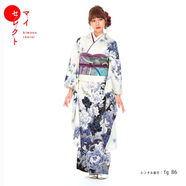 成人式 ショール 振袖レンタル 小さいサイズ 小柄 正絹 シンプル fg-86 フルセット一式 モダ...