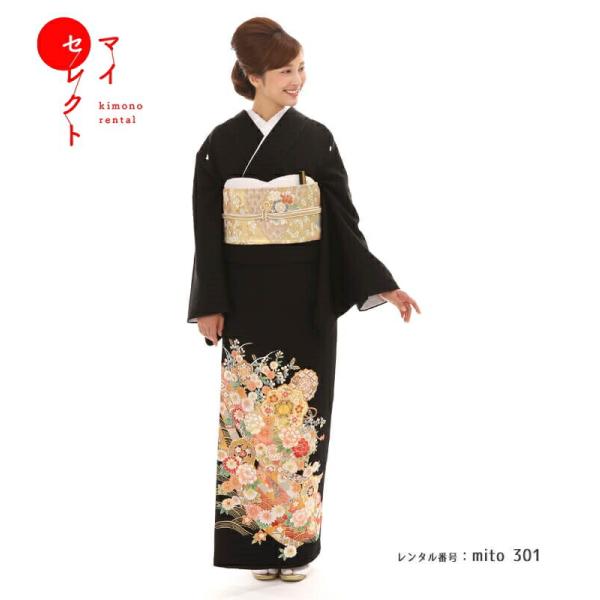 黒留袖レンタル 大きいサイズ mito-301 30代 40代 50代 高級 正絹 人気 結婚式