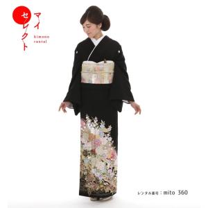 イチオシの逸品&極美品【正絹 和装小物 着物 振袖 留袖 和装 訪問着 黒留袖】 留袖レンタル ことほぎ 錦絵 黒 mito-461 40代 50代 60代 高級 正絹