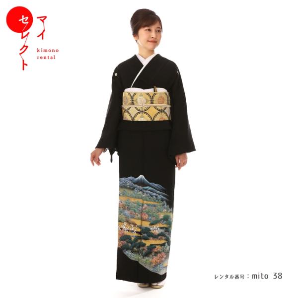 留袖レンタル 安い 黒 mito-38 60代 70代 高級 正絹 人気 結婚式