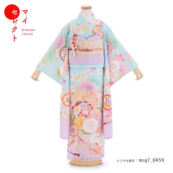 2024年新入荷 七五三コーデ画像有り 7歳女児着物フルセットレンタル ブルー ピンク 式部浪漫 m...
