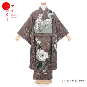 2025年新入荷 七五三コーデ画像有り 7歳女児着物フルセットレンタル ブラウン グレー ジルスチュアート msg7-0468 110 115 120 125 人気