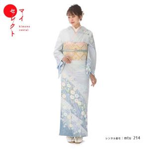 訪問着レンタル 正絹☆全体的に光沢のある華やかな生地☆mtu-242 着物