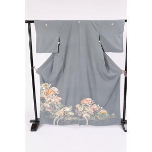 色留袖 本加賀友禅 新品未使用品 縫い紋五三の桐 薄茶 緑 松 花 鳥  