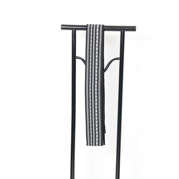 男角帯　長尺　博多織り　献上柄　黒　白　B858