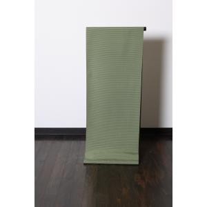 米沢紬　新品未仕立て　グリーン　吉野格子　ゴールドシルク　G80