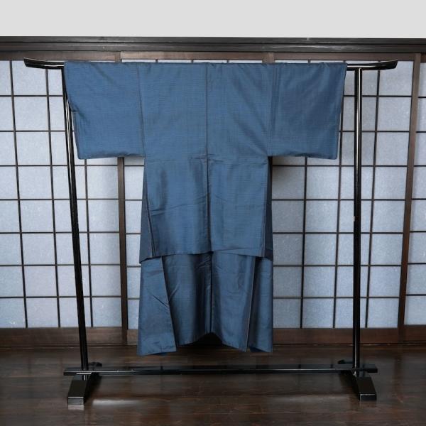 男本場大島紬アンサンブル　藍染め　80亀甲　K248
