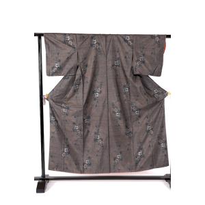 平和屋着物▽本場染大島紬　単衣　幾何学文　正絹　逸品　DAAV5025az 平和屋着物○極上 本場縞大島紬 縞格子 古代染色純植物染 ふくぎ
