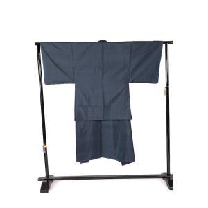 本場大島紬　アンサンブル　藍　80亀山　証紙つき　K344