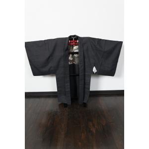 本場大島紬男羽織　藍濃淡　80山　泥染め　草木染め　L166