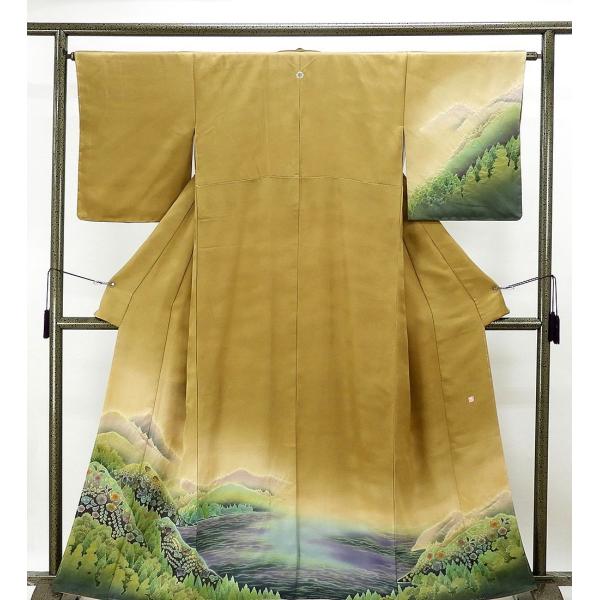 訪問着 未着用美品 正絹 絞り辻が花風景模様 身丈159cm 裄丈64.5cm 訪問着 未使用 新古...