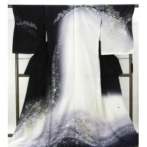 訪問着 新品仕立済 正絹 家屋四季花立浪模様 小難あり 身丈166.5cm 裄