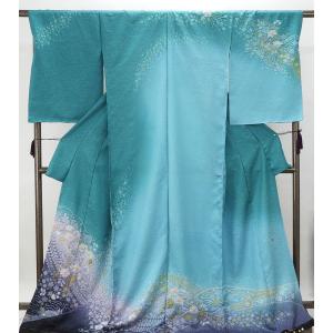 平和屋着物▽上質な小紋　単衣　舞花文　暈し染め　正絹　逸品　AAAZ7150jh 平和屋着物□上質な小紋 舞花文 蛍暈し 正絹 逸品 DABD6054du : 平和屋