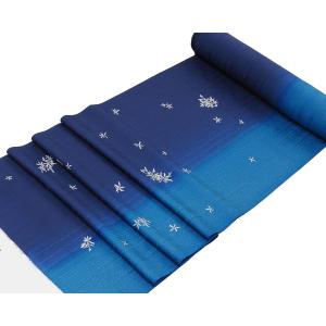 正絹 色無地 小紋 反物 本藍染め「変わり市松 留紺色」日本製