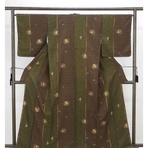 紬 未着用 正絹 格子模様 身丈167.5cm 裄丈67cm 未使用 新古品 着物