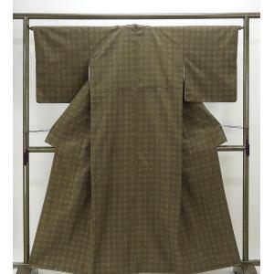 平和屋着物●ぜんまいお召　原田克己　小紋　伊勢型松煙染　流水花文　反端付き　正絹　逸品　未使用　AABF3631ck 平和屋着物○ぜんまいお召 原田克己 小紋 伊勢型松煙染 流水花文 反端