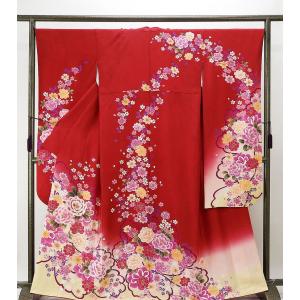 半額／で￥32780→16390 振袖 芸艸堂 UNSODO 金彩加工 朱赤 椿 成人式
