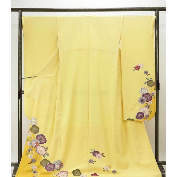 振袖 正絹 四季花模様 身丈171.5cm 裄丈67.5cm 振袖 リサイクル 着物 e0806