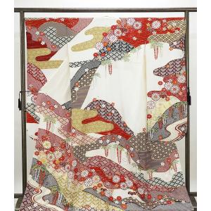 振袖 着物 中古 リサイクル 正絹 フォーマル 金駒刺繍 松竹梅模様 緋色 多色 金 身丈159cm 裄67cm M きもの北條 A1041-7 a1041-7_8.jpg