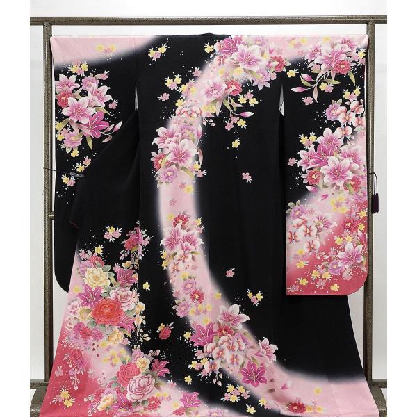 振袖 正絹 四季花模様 身丈171.5cm 裄丈67.5cm 振袖 良品 リサイクル 着物 e097...