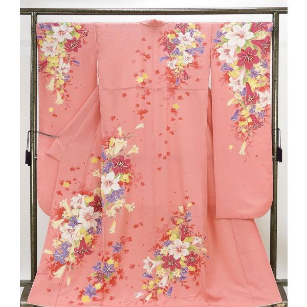 振袖 新品仕立済 正絹 百合桜模様 振袖 新品 仕立て上がり 着物 e1015