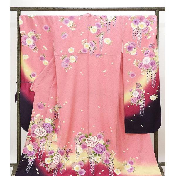 振袖 新品仕立済 正絹 四季花簪模様 身丈173cm 裄丈74.5cm 振袖 トールサイズ 新品 仕...