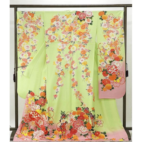 振袖 正絹 四季花模様 身丈175cm 裄丈69.5cm 振袖 美品 リサイクル 中古 着物 e40...
