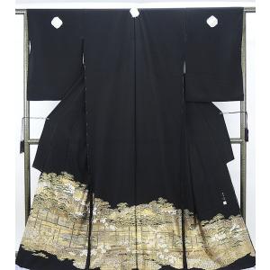 黒留袖 仮絵羽 -2- 十日町金彩友禅 光琳扇 絹100% : あおい 正直問屋