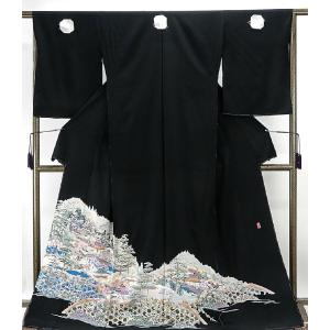 留袖 正絹 加賀友禅 松島由美作 大海花舟 黒留袖 未仕立 仮絵羽 着物