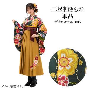 SOUBIEN（創美苑） 袴用二尺袖着物 橙色 赤 椿つくし 花 菊紗綾形