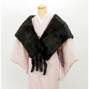 ショール ミンク 毛皮 ストール リアルファー しっぽ付き ダーク 