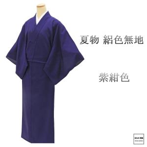 夏物 絽色無地 正絹 紫紺 身丈154cm 裄丈67cm 上り藤 夏用 色無地 中古 リサイクル 着物 wa0219