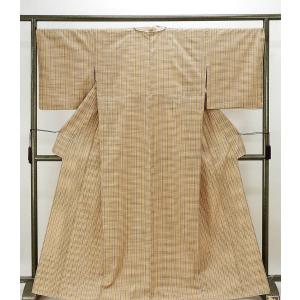 正絹着物 仕立上り 単品 ブラウン系格子柄 フリーサイズ 紬 袷 女性