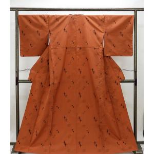 平和屋着物●国指定重要無形文化財　本場久米島紬　手織　琉球絣文様　正絹　逸品　AABG7356ph 平和屋着物▽重要無形文化財 本場久米島紬 ゆうな染 手織 紬 単衣 琉球