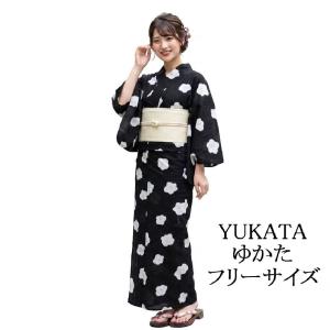 浴衣 レディース 単品 綿浴衣 花 プレタ浴衣 ゆかた 綿 女性 大人 フリーサイズ x0505