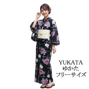 浴衣 レディース 単品 綿浴衣 薔薇 プレタ浴衣 ゆかた 綿 女性 大人 フリーサイズ x0507