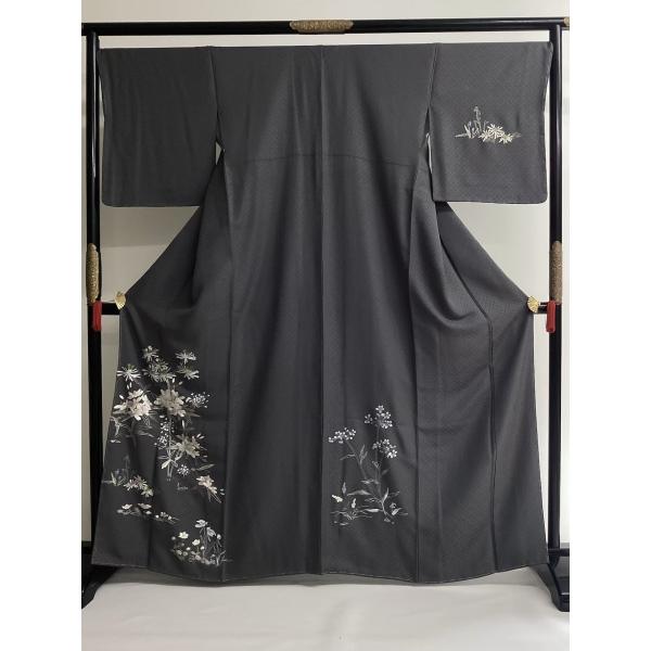 刺繍訪問着 山口美術織物謹製 未使用 中古 グレー系 正絹 裄68.5cm レディース 女性 着物 ...
