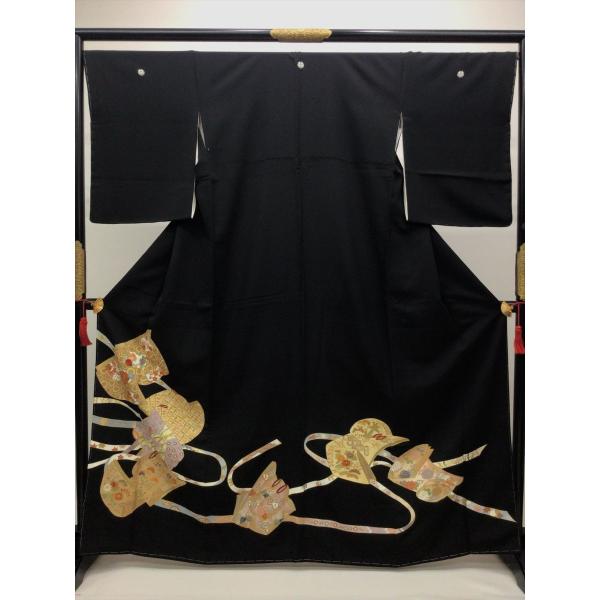 着物 留袖 黒留袖 未使用 中古 草花柄 黒 正絹 裄67.5cm レディース 女性 和服 30代 ...