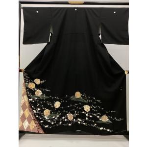 留袖 本友禅 黒留袖 リサイクル 黒 結婚式 身丈160cm 裄66cm Mサイズ