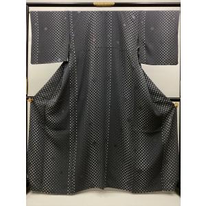 鮫小紋袷 高島屋）江戸小紋 リサイクル着物 絹<br>サメ小紋オレンジ