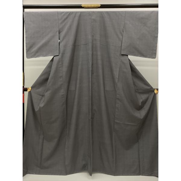 着物 紬（つむぎ） 本場琉球無地紬 未使用 中古 無地 グレー 正絹 裄68.5cm 大きめ レディ...