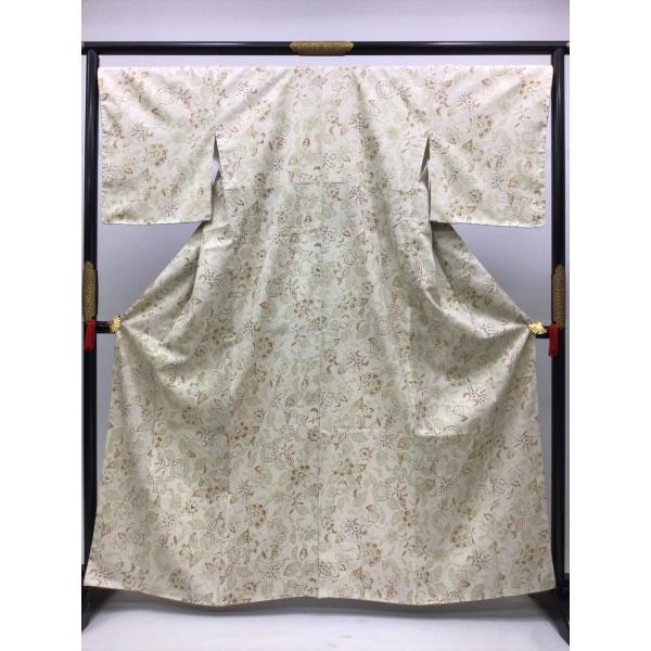 染め紬 つむぎ 未使用 中古 正絹 裄68.5cm 花柄 レディース 女性 着物 きもの 和服 和装...