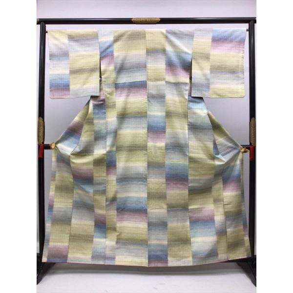 紬 つむぎ 良品 中古 縞 多色 正絹 裄66cm レディース 女性 和服 和装 20代 30代 4...