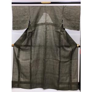 着物 夏着物 越後上布きもの 夏 良好 中古 無地 グレー 麻 裄68cm レディース 女性 洗える 和服 30代 40代 50代 60代 日本製 リユース 和楽市