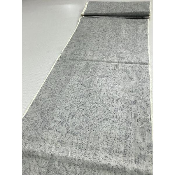 本場結城紬反物 100亀甲 未仕立て品 きもの反物 反物 良好 中古 ブルーグレー 正絹 着物 生地...