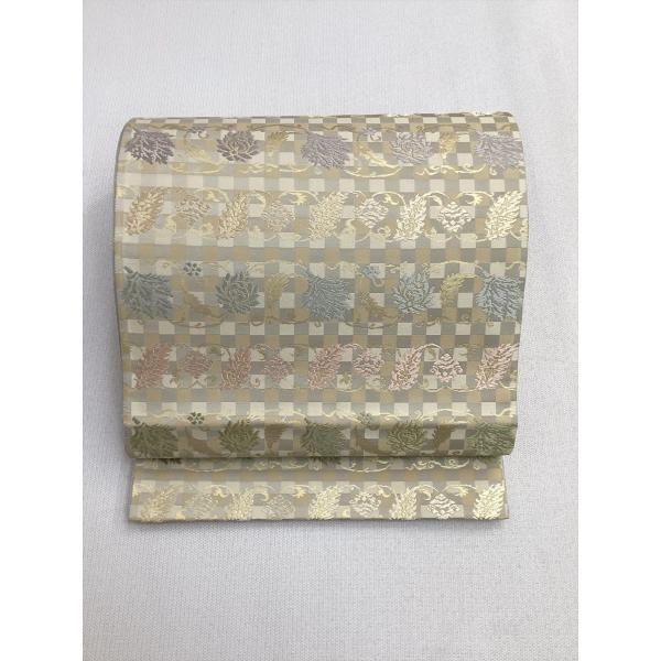 袋帯 未使用 草木染 唐草 格子 中古 正絹 レディース 女性 着物 帯 和服 和装 30代 40代...